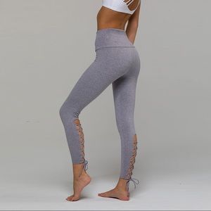 Onzie Laced Up Track Legging in Stone